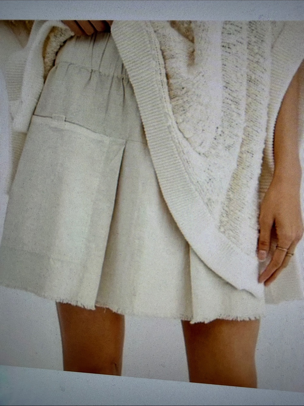 NWOT Free People Mariposa Cream Cotton Skater Summer Mini SKIRT Raw Hem Pocket S